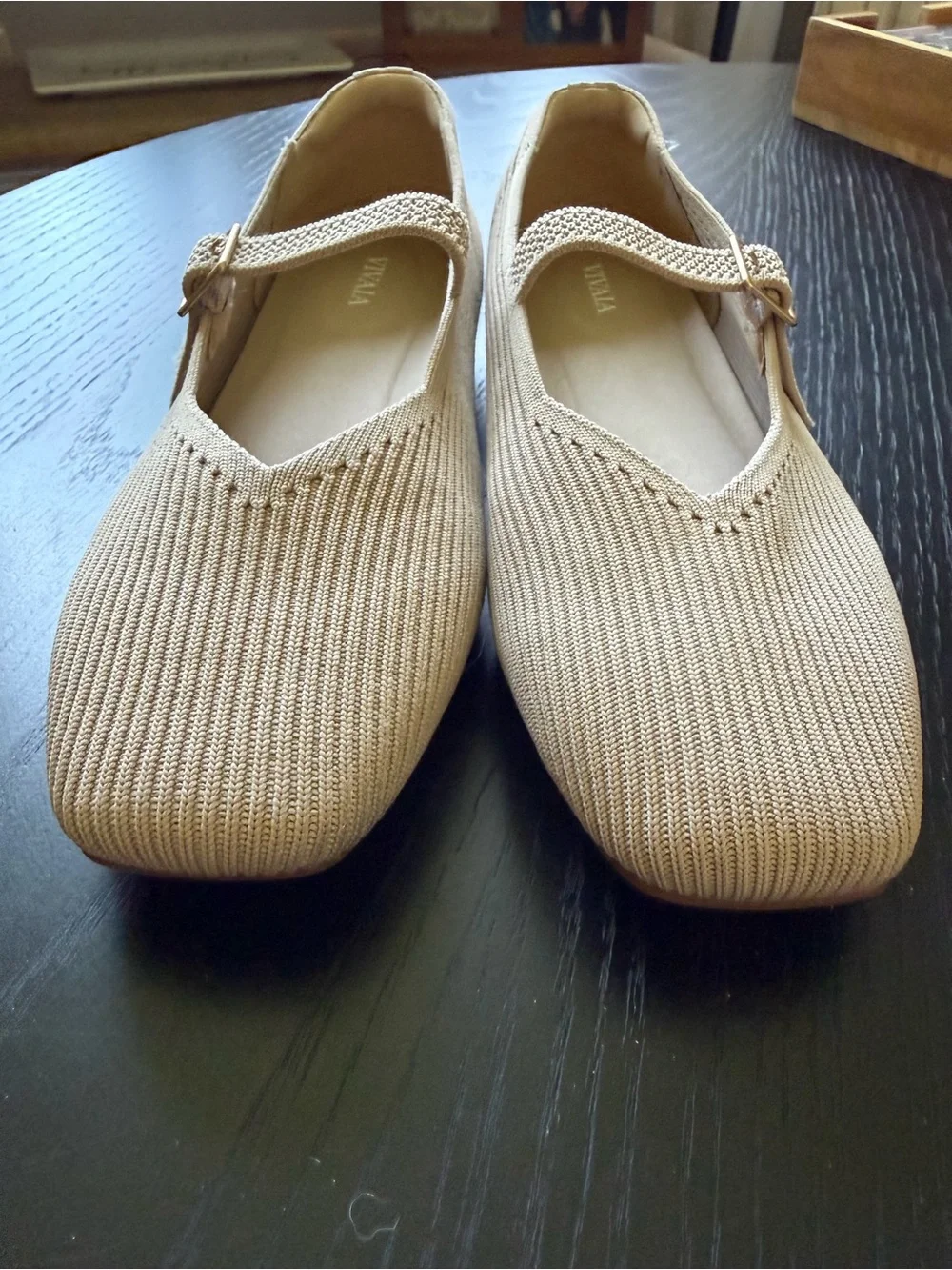VIVAIA Margot Mary Jane Flats in Almond - Women's Size 8.5 WIDE - Never Used NWO